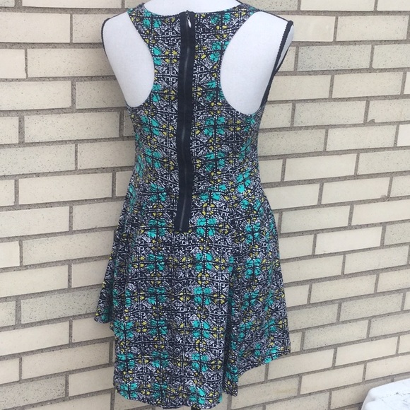 Bebop Black Blue Multicolor Fit & Flare T-back Dress - Picture 2 of 12